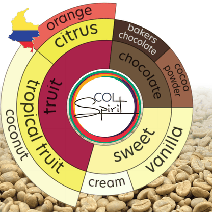 Rohkaffee - Kolumbien - La Sirena - Castillo - Osmotic Dehydration Vanille Kokos - Gewaschen - Co-Fermentation